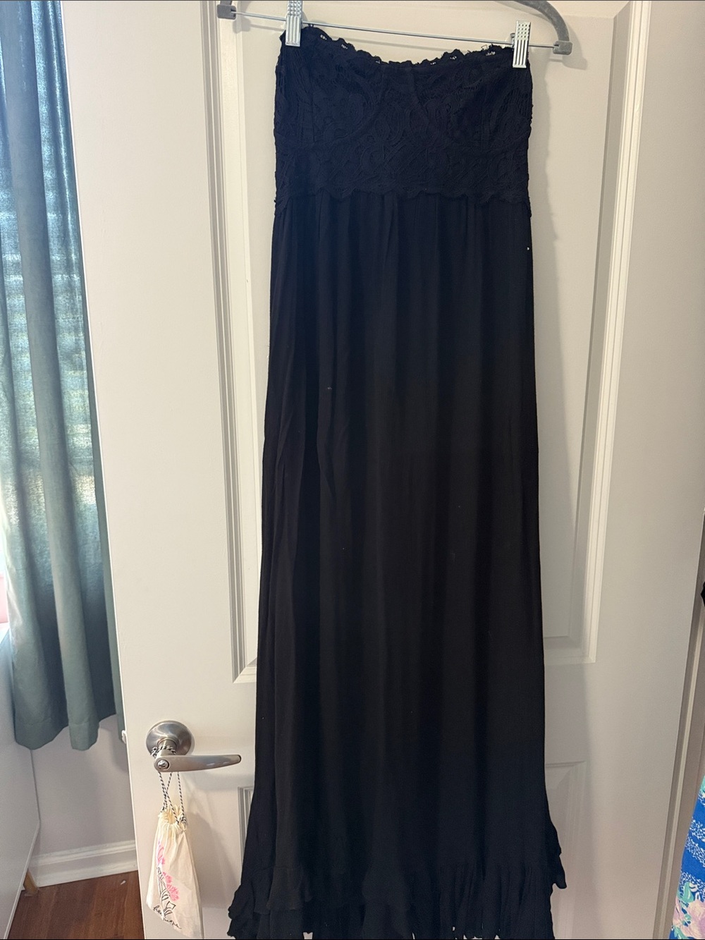 Free People Black Strapless Maxi Dress with Lace Bodice